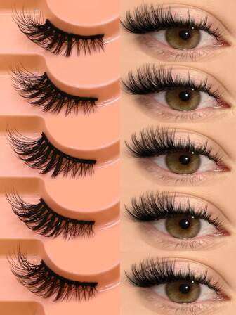 7 Pairs Half Lashes Spiky Eyelashes Natural Long Cat Eye Lashes Wispy Soft 3D Faux Mink Lashes Volume Eyelash Extension Makeup Tools Thanksgiving Christmas Gift