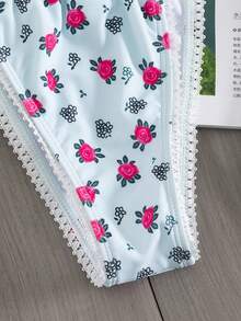 女士性感印花波西米亚风可爱舒适休闲派对挂脖比基尼沙滩度假泳衣两件套，春夏款 - 彩色 - 查看 6