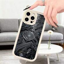 Fundas de teléfono transparentes y modernas,Cubierta de teléfono con diseño de circuito electrónico Negro con patrón de placa madre y chip para uso diario en oficina o estudio Aplicable a teléfonos Apple y Galaxy - Blanco - Ver 7