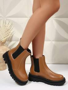 Botas de tobillo versátiles y de moda para el otoño/invierno, con suelas gruesas para uso casual y de viaje - Naranja - Ver 6
