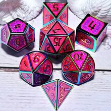 金属角色扮演游戏骰子7件套 - 多面骰子，适用于棋盘游戏、角色扮演游戏和节日礼物（圣诞节/感恩节/斋月/复活节） - 彩色 - 查看 6