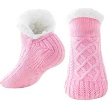 Kuschelsocken Damen Herren, Dicke Flauschige Socken mit Greifern, Weiche Warme Winter Hüttensocken Haussocken Stoppersocken, Frauen Geschenk Geburtstag, EU 36-44, 1 Paar