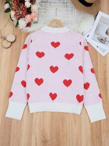 Plus Size Heart Pattern Color Block Simple Casual Pullover Sweater