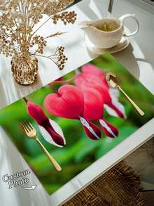 1pc Customizable Linen Photo Placemat, Personalized With Loved Ones, Pets, Friends, Heat-Resistant Kitchen Coaster, Suitable For Christmas, Wedding, Holiday Party, Mother's Day, Father's Day, Thanksgiving, Home, Hotel, Restaurant, Party Table Decor