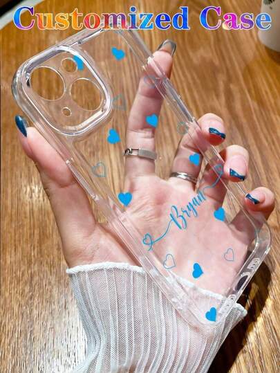 1pc Customized Heart Space Phone Case, Personalized DIY Design Phone Case With Custom Font, Name Phone Case, Eternal And Fashionable. An Eternal Customized Phone Case. DIY Customized Phone Case Suitable For S25 Ultra/S25 Plus/S25/S24 Ultra, 11/11 Pro/11 Pro Max/12/12 Pro/12 Mini/12 Pro Max/13/13 Pro/1 Pro Max/13 Mini/14/14 Plus/14 Pro/14 Pro Max/15/15 Plus/15 Pro/15 Max/16/16 Plus/16 Pro/16 Pro Max 16E, Android Phones