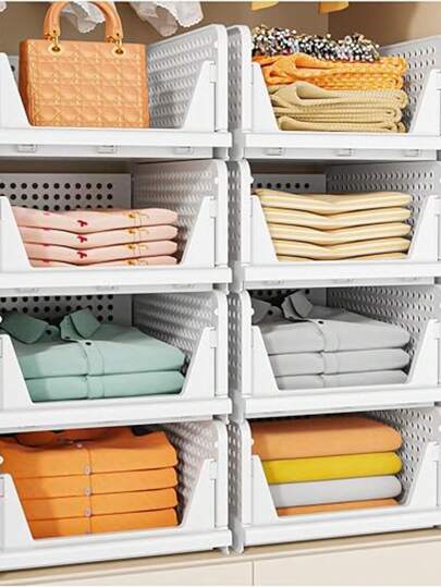 Giỏ đựng đồ xếp chồng lên nhau, Giá sắp xếp tủ quần áo đa năng có thể gấp gọn, Ngăn kéo lưu trữ tiết kiệm không gian cho mặt bàn phòng tắm, Tủ bếp, Phòng giặt ủi để sắp xếp đồ vệ sinh cá nhân, Đồ dùng, Quần áo bẩn, Quần áo, Đồ lót, Tất, Chất liệu bền để lưu trữ nhiều nơi