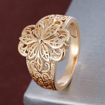 1 pieza Anillo de moda con diseño suave y patrón floral elegante, regalo casual