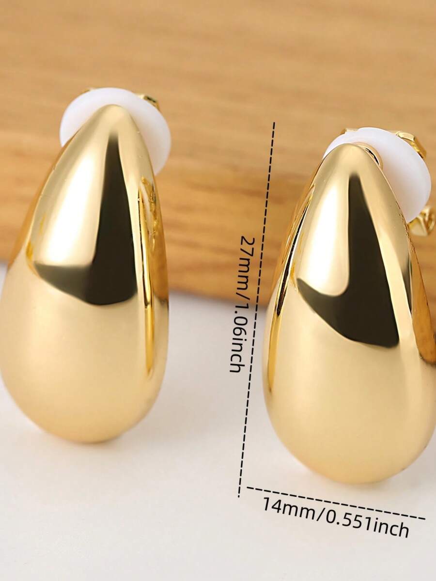 2 chiếc khuyên tai kẹp hình lưỡi liềm bóng bẩy thời trang sang trọng dành cho nữ, đeo hàng ngày