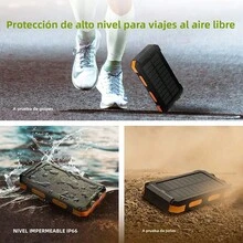 Cargador solar portátil de alta capacidad (20000 mAh) con dos puertos USB de 5 V. Compatible con iPhone y Android. Batería externa indispensable para acampar y hacer senderismo. - Naranja Quemada - Ver 5
