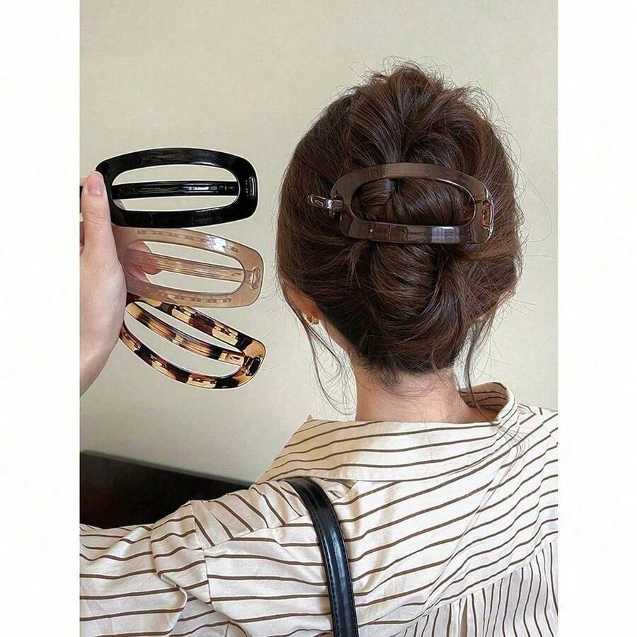 1pc Women 12cm/4.72in Large Bright Jelly Color Black Brown Amber Lightweight Plastic Hair Clips, Fashionable Versatile High-End Elegant Simple Minimalist Solid Color Hair Accessories Suitable For Daily Outing, Leisure, Party, Commute, Hair Bun, Hair Washing, Makeup, Outfit Matching,Banana Hair Clip