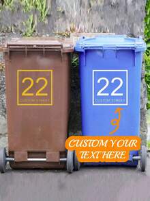 Pack Of 2 White Bin Sticker Numbers Waterproof Self Adhesive Bin Numbers For Wheelie Bins Large Numbers, Graphic Print - Multicolor - View 1