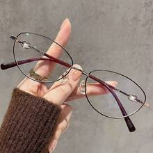 Unisex Computer/Gaming/TV/Phone Glasses, Cat Eye Metal Frame, Reduce Eye Fatigue, Lightweight & Fashionable Optical Glasses