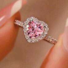 1PCs New European And American Ladies Ring Heart-Shaped Marriage Engagement Finger Ring Holiday - 銀色 - 查看 3