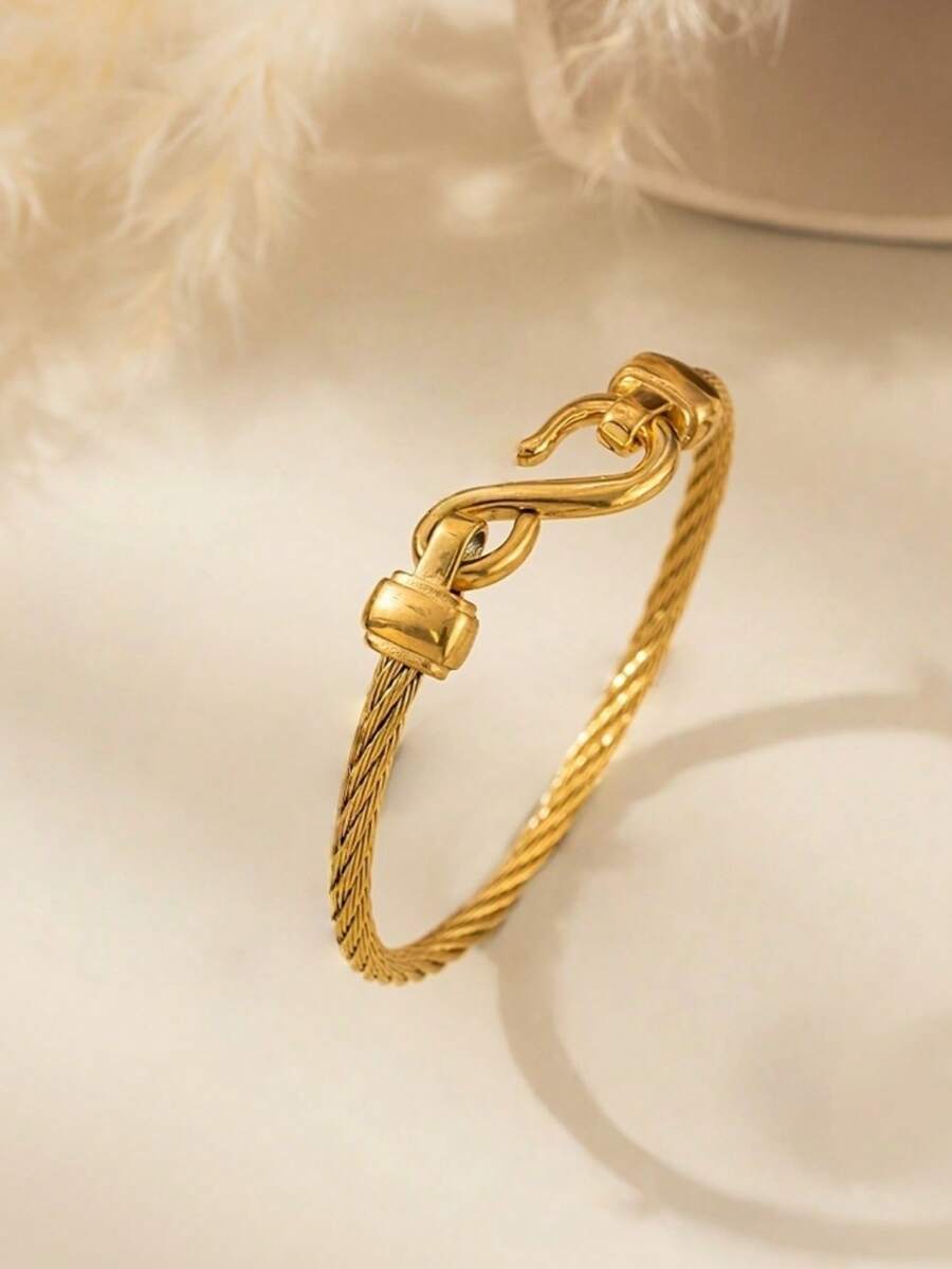 1pc Fashionable Minimalist S-Shaped Women Bracelet, Suitable For Daily Wear And Gift - Yellow Gold - View 1