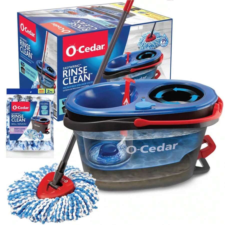 O-Cedar RinseClean Spin Mop & Bucket System Cleaning Tools And Accessories + 2 Pack Cleaning Tool Refills - 1 - Xem 1