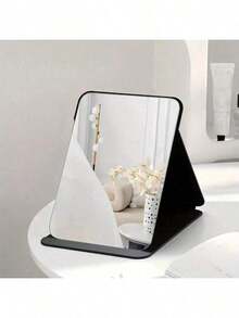 1个便携式可折叠仿皮化妆镜，带高清玻璃表面 - 宿舍、旅行和美容礼品的理想之选。