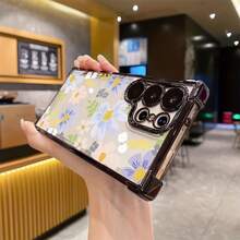 Diseño Floral de Grado Artesanal para Funda de Teléfono  Galaxy S25 ULTRA/S25/S24 Ultra/S24, S23/S23 FE/S23 Ultra/S22, Adecuado para Todos los Géneros, Hecho de Material TPU Electrochapado, Impreso con Funda de Teléfono Transparente y Borde de Lente. - Colores mixtos - Ver 8