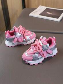 1 Pair Girls' Fashion Sports Casual Shoes, Breathable & Versatile - Pink - View 2