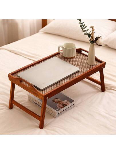 Wood Bed Tray Tafel Folding Legs les Portable Laptop Bureau Breakfast Sofa Multi Snack Work Station 19.7x11.8 Bruin view 3