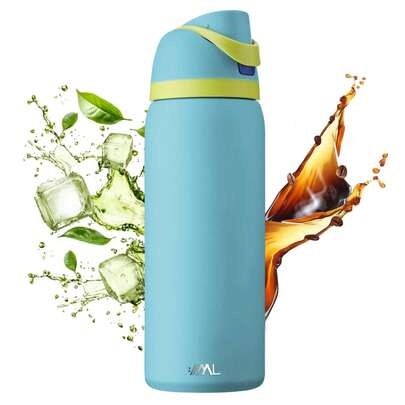 MAGMA LIFE MAGMALIFE Termo de Acero Inoxidable Boost 946ml(32oz), Tecnología Dual Popote y Sorbo, Bebidas Calientes o Frías Horas, Tecnología Térmica, Sin Fugas, Viajes, Oficina y Llevar en el Auto, Sin BPA (Aqua)