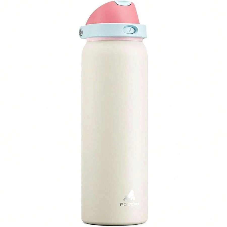 40 Oz Large Water Bottle With Handle For Sports: Quick Open Straw And Spout Lid, Leakproof, Carry Handle, Vacuum Insulated Flask With Straw For Hiking, Outdoors, Workout, Travel (Breezy Sunday),27008159 - 深灰色 - 查看 1