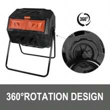 KOZYARD 160L Garden Composting Tumbler Dual Chamber Compost Bin Rotating Recycle Waste Garden Outdoor High Volume Composter Fast Composting 360 Degree Rotating W 2 Sliding Doors - Black - View 3