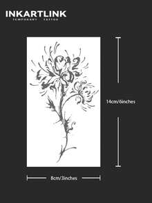 INKARTLINK 革命性技术纹身，半永久纹身，银莲花，水仙花，逼真纹身，饱含深情的纹身，临时纹身，仿真纹身，防水，外观逼真，小众设计纹身，果汁纹身，植物纹身 - 黑色 - 查看 4