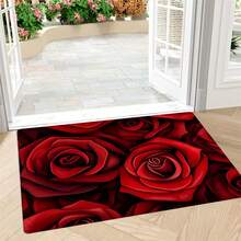 1pc Valentine'S Day Vintage Elegant Red Rose Design Area Rug, 2 Available, Non-Slip Washable Floor Mat, For Living Room, Bedroom, Playroom, Home Decor - Soft, Non-Slip, Indoor/Outdoor Carpet For Picnic, Caravan, Garden, Lawns, Balconies And Backyard - Easy To Clean, Decorative Carpet, Bedroom Accents - 彩色 - 查看 12