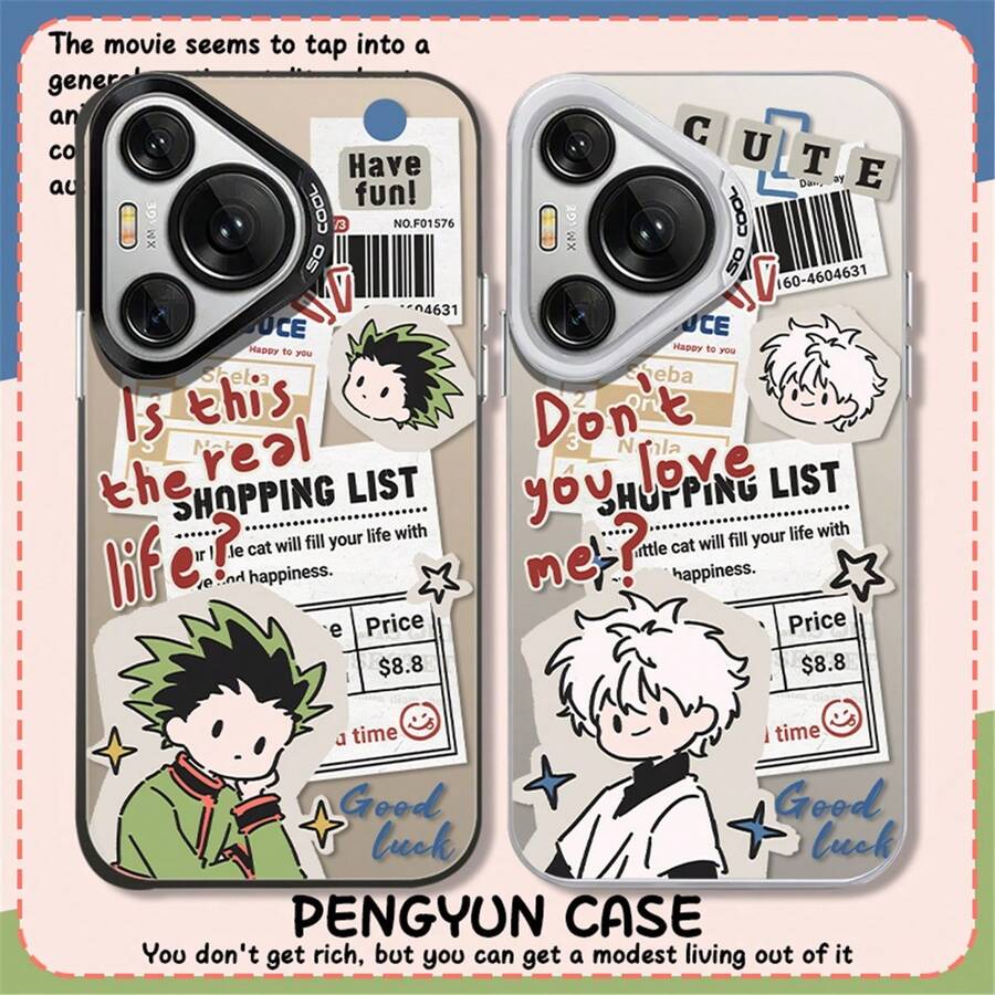 Gon & Killua Phone Case - Cute Manga Shopping List Aesthetic Cover for Anime Fans, Protective Accessory for HxH Enthusiasts - Blanco - Ver 1