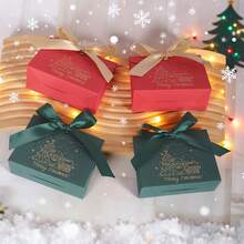 5/20 Pcs Santa Claus Pattern Gift Box;Christmas Gift Theme Dessert Packaging Box; Christmas Candy Gift Packaging Box; Biscuit Snack Gift Packaging Box - Wave Cover - View 3