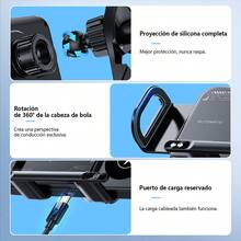 Soporte para teléfono con carga inalámbrica, soporte giratorio automático 2 en 1 para teléfono inteligente/tableta con carga inalámbrica para coche/soporte para teléfono de carga rápida, soporte giratorio de un solo clic para teléfono en la rejilla de ventilación del coche/consola central, bobina de carga rápida de 15 W, admite rotación. - Soporte inteligente de salida de aire - Ver 8