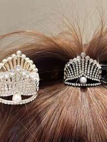 1 قطعة مشبك شعر تاج أجنحة ملاك فاخر للنساء - سبائك ثمينة مرصعة بالراين ، قبضة قوية أنيقة متعددة الاستخدامات للحفلات / اليومي / المواعيد
