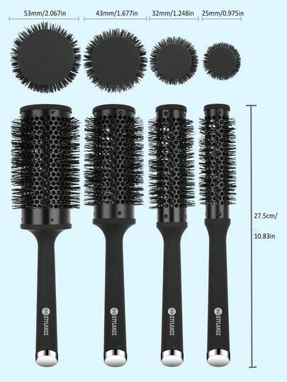 1 pezzo Spazzola per capelli con setole in nylon, rivestimento in ceramica ionica nera e manico in ABS rivestito in gomma, adatta per uso in salone, per acconciature, capelli ricci, bordi, pettine per capelli, set di spazzole per capelli, pettine per ricci, spazzola districante, spazzola per capelli da donna, per viaggi, prodotti per capelli, accessori per barbieri, attrezzature per parrucchieri