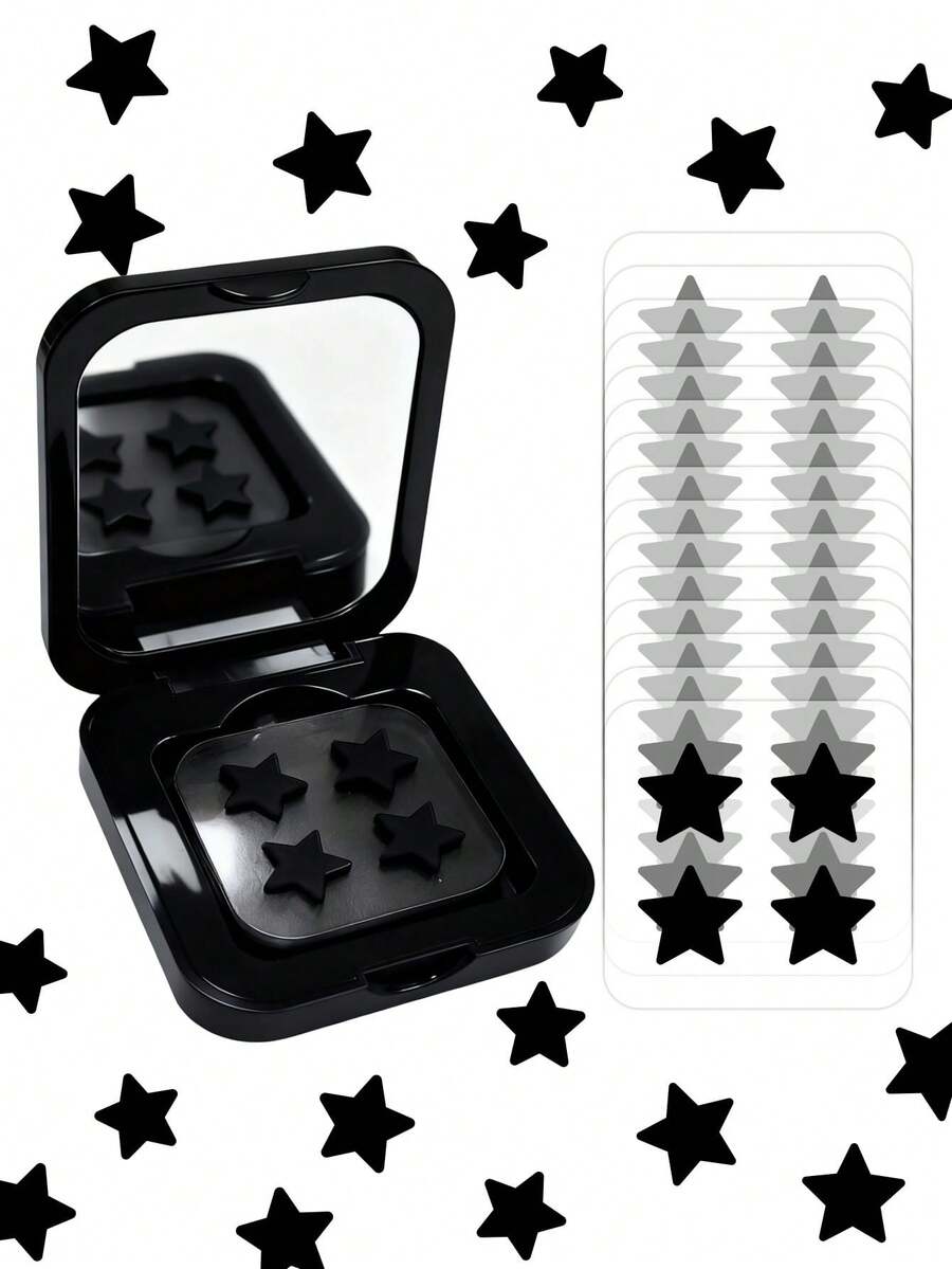 60 piezas/Caja Pegatinas de estrella lindas - Pegatinas faciales, sin alcohol, sin fragancia, suaves en la piel, fáciles de aplicar, resistentes al agua, ideales para decoraciones de fiesta, pegatinas faciales, espejos de maquillaje, adecuadas para maquillaje, decoración de habitaciones, tocador, viajes, dormitorio, accesorios de maquillaje, colores: rosa, negro, amarillo, blanco, verde, multicolor, tono de piel. Incluye 1 paquete de 40 piezas/hoja - Negro - Ver 1