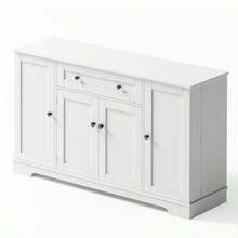 Multifunctional Kitchen Buffet – 138 Cm Sideboard With Drawer, Shelves & Adjustable Shelves – Modern Design With Anti-Tip Device, Ideal For Kitchen, Living Room & Bedroom - 白色 - 查看 7
