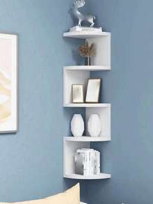 1pc Multi-Tier Corner Shelf, Floating Corner Rack, Wall-Mounted Storage Organizer, Made Of PVC Material, Easy To Assemble, Multi-Layer Wall-Mounted Shelving Unit, Suitable For Bedroom, Bathroom, Kitchen, Office, Living Room, Bookshelf, High-Quality PVC Material, Waterproof And Easy To Clean, Space-Saving, Decorative Hanging Accessory - Multicolor - View 7