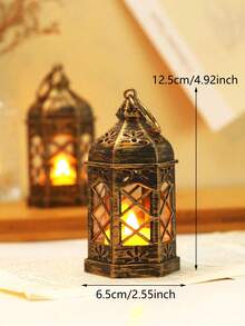 1 szt. Retro Mini ręczna dekoracyjna lampka w kształcie latarenki z baterią, dekoracja do wnętrz, dekoracja stołu, dekoracja sypialni, wisząca lampka nocna, odpowiednia na wesela, dekoracje świąteczne, lampka nocna do szafy na święta Bożego Narodzenia