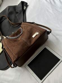 1pc Solid Color PU Fabric Zipper Closure Fashion Casual Backpack, Women's Shoulder Crossbody Bag, Suitable For Daily Commute, Work, School, Shopping, Short Trip - Multicolor - View 2