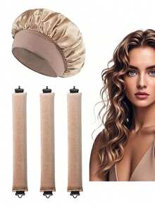 4/5件套女士卷发工具套装，丝滑柔顺免加热卷发套装，包含卷发棒和电卷发棒，适合睡眠时使用，高回弹橡胶填充，更柔软耐用，轻松打造卷发，日常、度假、派对、旅行必备，卷发神器