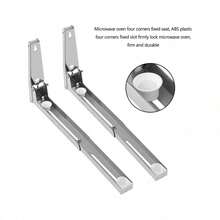 Soporte para Microondas, Repisa para Microondas de Acero Inoxidable, Montaje en Pared y Plegable Sin Ocupar Espacio - Plateado - Ver 3