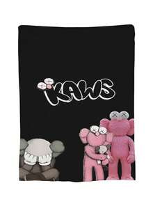 Kawss Kawaii Kaw Blanket Luxury Anime Flannel Blanket - Ultra Soft Cartoon Print, The Perfect Gift For Any Occasion, Christmas, Birthday, For Home, Camping & Travel Use - 黑色 - 查看 2