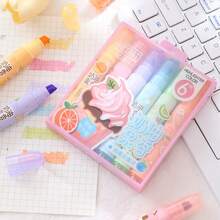 6支/套 水果香味可爱荧光笔 多种颜色 速干 标记 美术办公用品 卡哇伊文具 - 均碼 - 查看 1