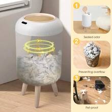 Automatic Motion Sensor Bathroom Trash Can With Lid 3 Gallon 11L Touchless Trash Garbage Bin With Removable Legs For Kitchen Bedroom Office Small Trash Cans Trashcan Wastebasket White - 白色 - 查看 4