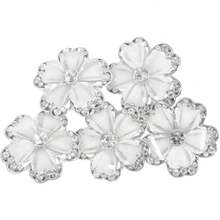 Botones Para Ropa De Cristal En Forma De Flor 5 Piezas AleacióN De Zinc Para Costura Decorativos Elegantes Para Camisas Abrigos Y Manualidades Plata - 1 - Ver 2