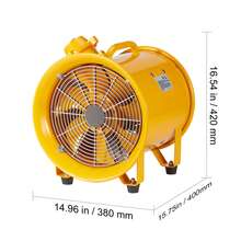 Ventilador portátil, ventilador cilíndrico resistente de 12 pulgadas, ventilador de escape fuerte de 550 W, 2500 CFM, cable de alimentación de 9.8 pies (sin cabezal de carga), soplador industrial para aspirar polvo, humo en el hogar/lugar de trabajo - 2500 CFM - Ver 10