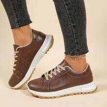 Nuevos zapatos deportivos casuales para mujer con puntera redonda, cordones y bloques de color, multifuncionales y versátiles para la ciudad y el aire libre, con ojetes metálicos, aptos para todas las estaciones