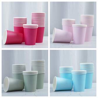 100/50/25/10 Pcs 9-Ounce Disposable Paper Cups, Suitable For Daily Gatherings, Birthday Parties, Bridal Showers, Baby Showers, Clubs, Weddings, Tea Parties, Picnics, Outdoor Outings, And Themed Parties
