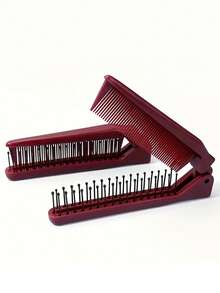 2pcs Foldable Comb, Portable Compact Dual-Use Curling Comb, High-Quality Solid Color ABS Plastic ,Hair Styling Kit ,Hair Tool Kit