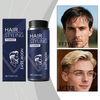 30g Men's Volumizing Styling Powder, Fluffy Bangs Dry Shampoo, No-Rinse Dry Styling Powder, Refreshing Fixative Powder, Suitable For Men's Daily Use