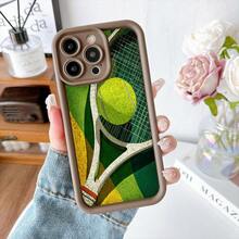 Cubierta de telefono con borde negro estampado de raqueta y pelota de tenis para uso diario y deportivo - Burdeos - Ver 5